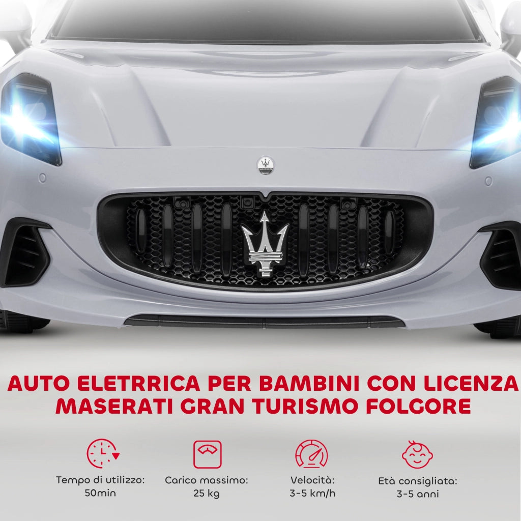 Macchina per Bambini 12V Maserati Gran Turismo Folgore con Telecomando, Et¨¤ 3-5 Anni, Grigio