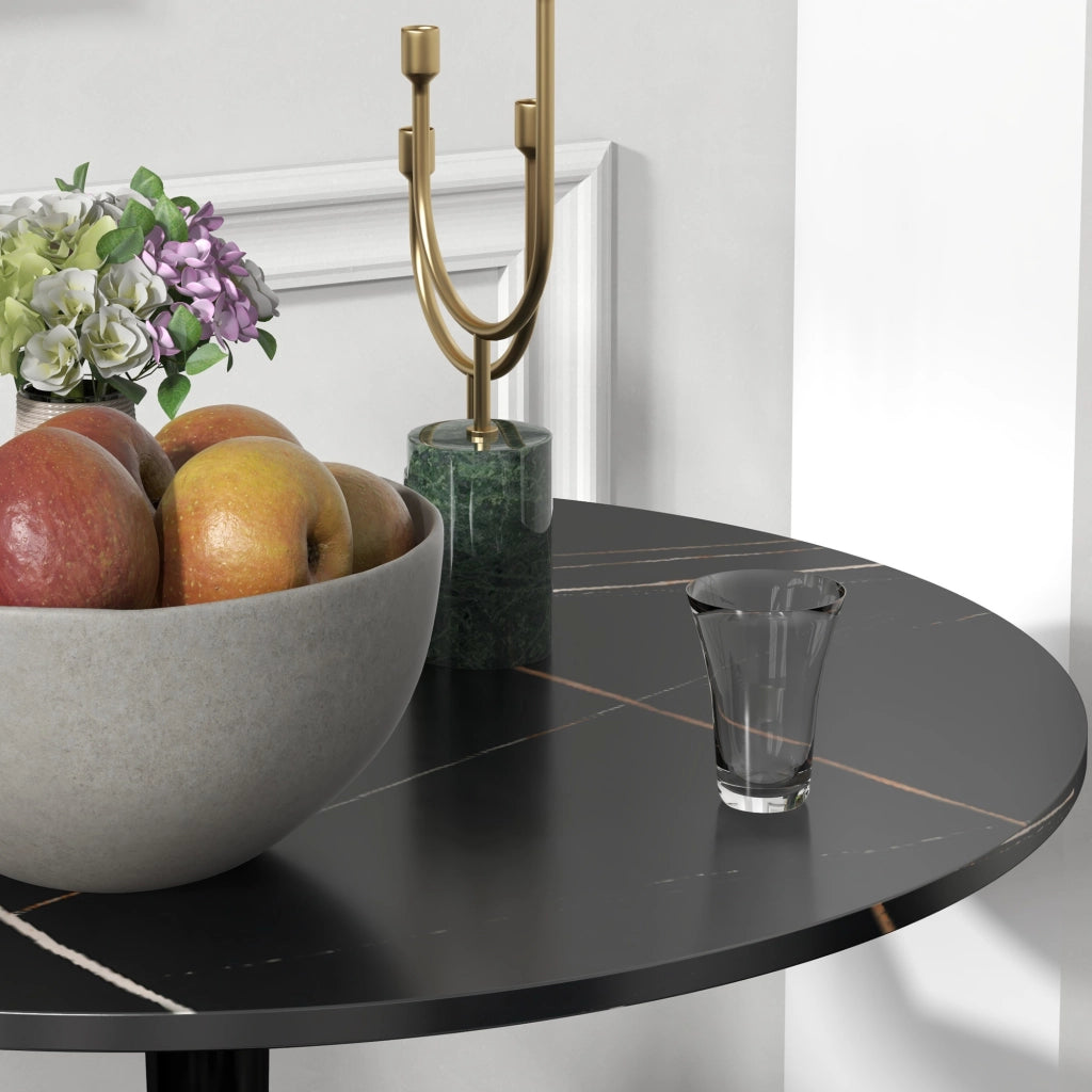 Tavolo da pranzo rotondo ¨C zephmum ¨C nero, metallo, MDF, 70x74 cm