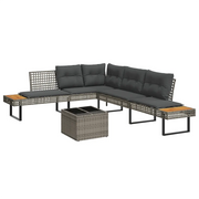 Set Divani da Giardino 2 pz con Cuscini Grigio Polyrattan Vetro