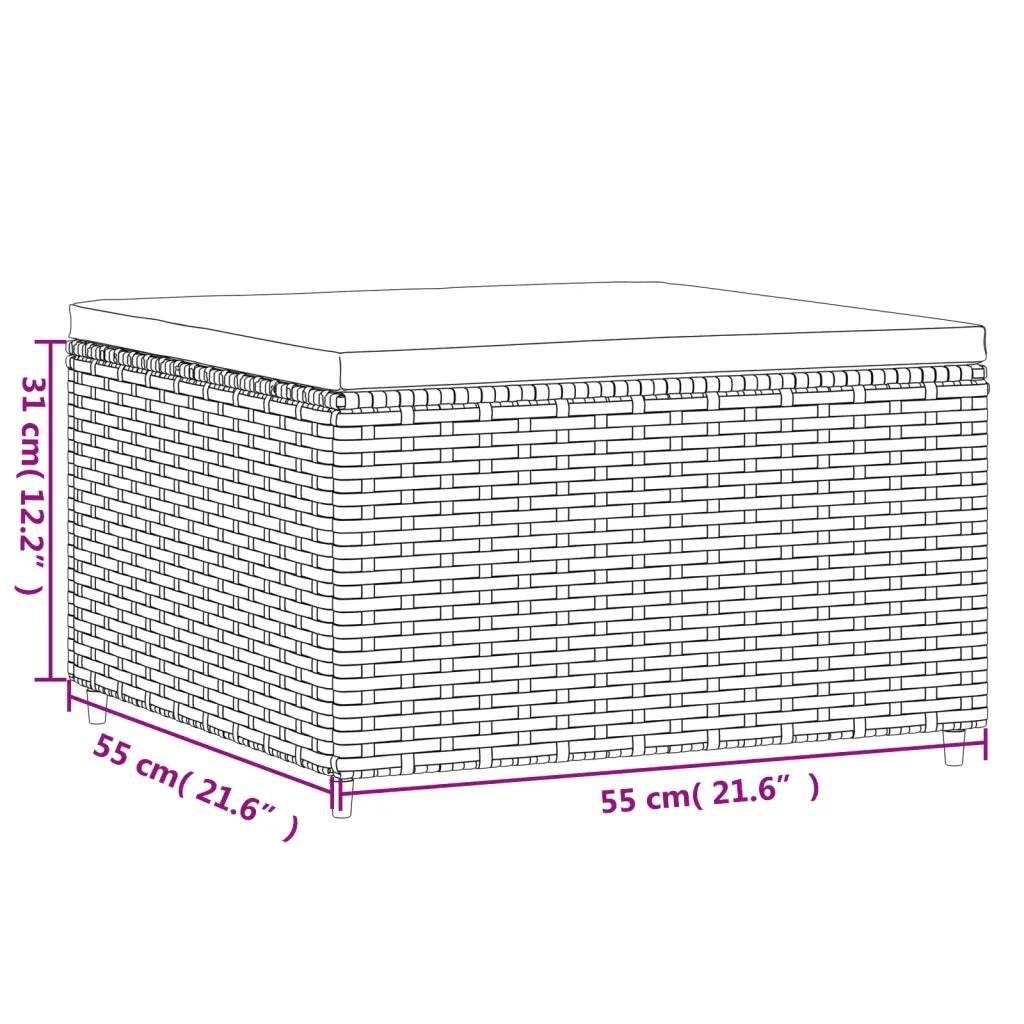 Poggiapiedi da Giardino con Cuscino in Polyrattan Nero 319740