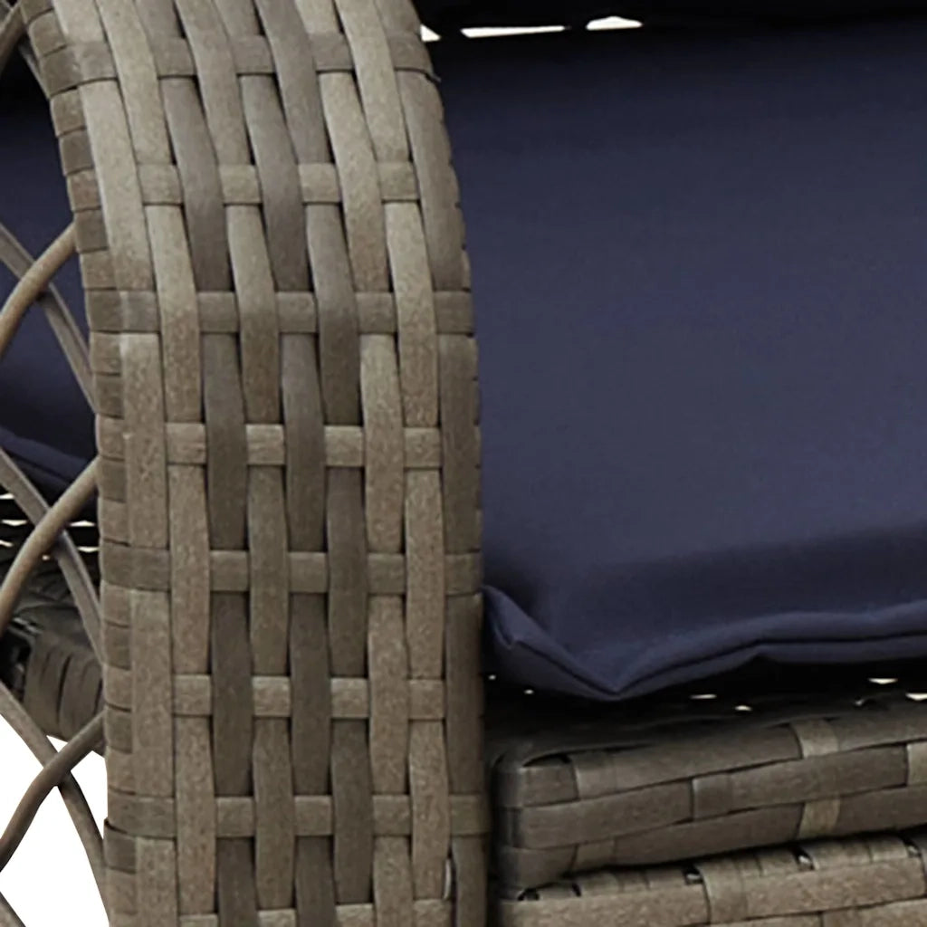 Sedia a Dondolo da Giardino con Cuscini in Polyrattan Grigio 4104200