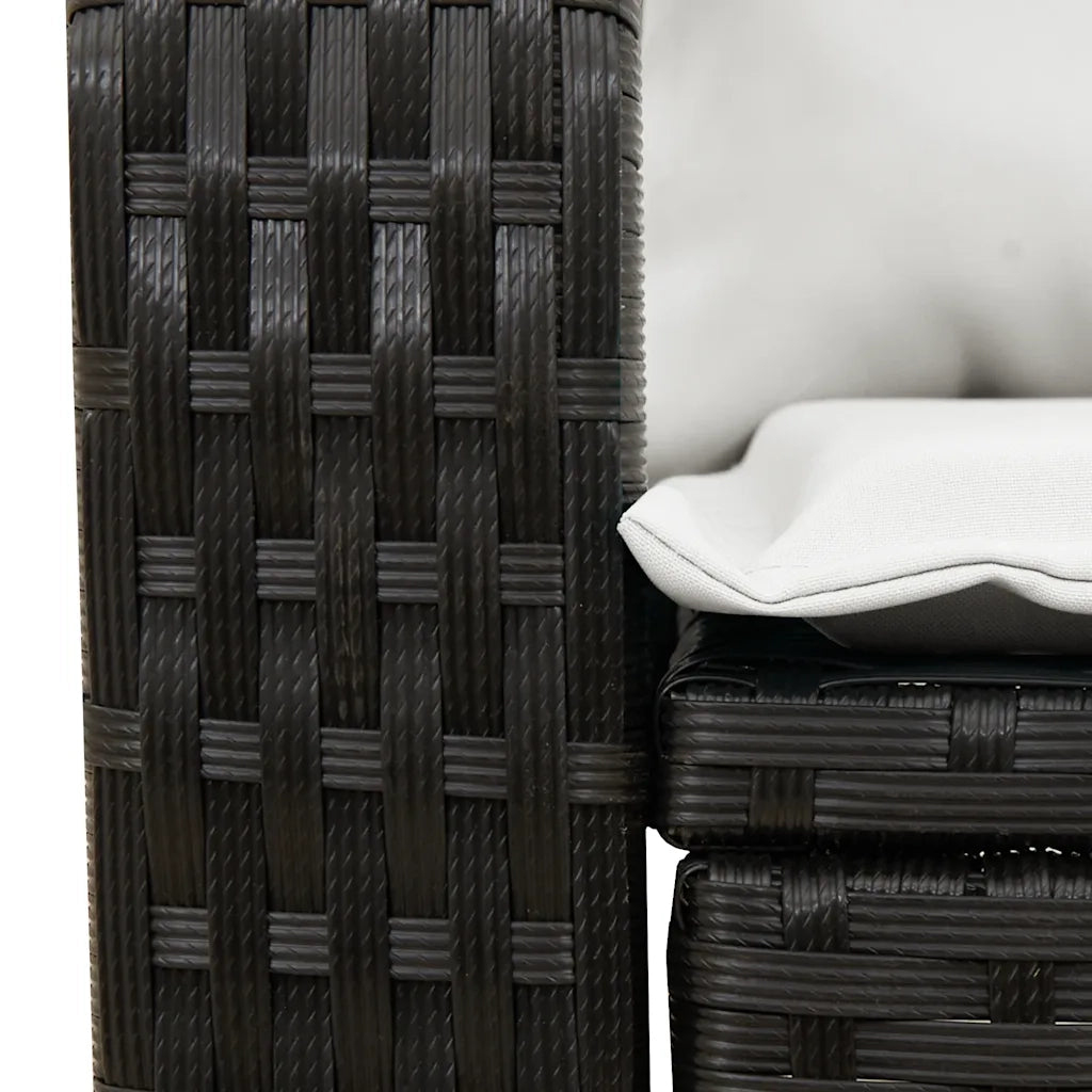 Sedia a Dondolo da Giardino con Cuscini in Polyrattan Nero 4104193