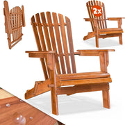 2x Sedia Prendisole Relax Set Pieghevole Adirondack da Giardino Sdraio Mare Legno di Acacia