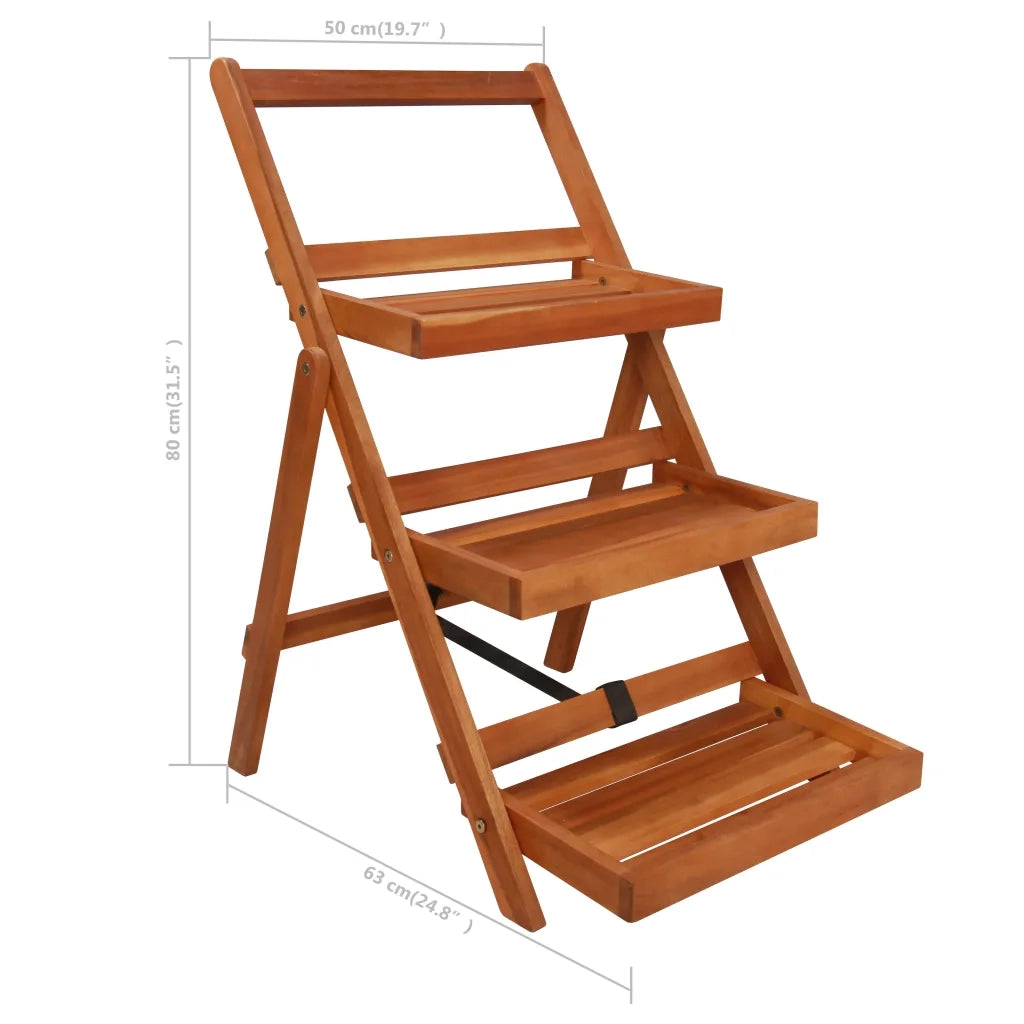 Piedistallo per piante | Sostegno per piante a 3 Livelli 50x63x80cm Massello d'Acacia
