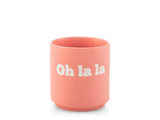 Bicchiere in Ceramica rosa con Scritta "Oh la la"  Capacità 200 cc