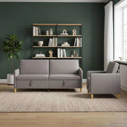 Set di Divani con Storage 2 pz Tortora Poliestere 3429238