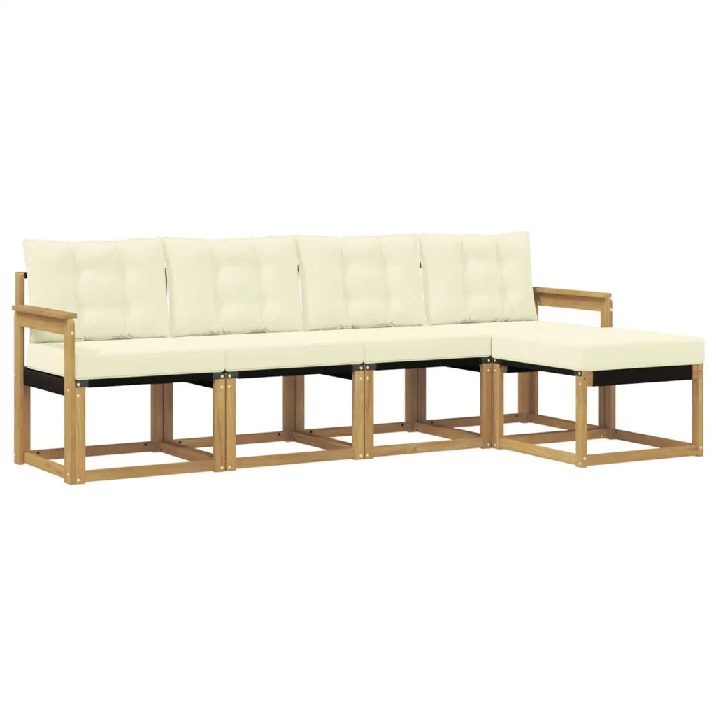 Set di divani da esterno 5 pz Bianco e Crema 3389372