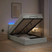 Letto Ottomano con Materasso e LED Grigio Chiaro 120 x 200 cm 3457203