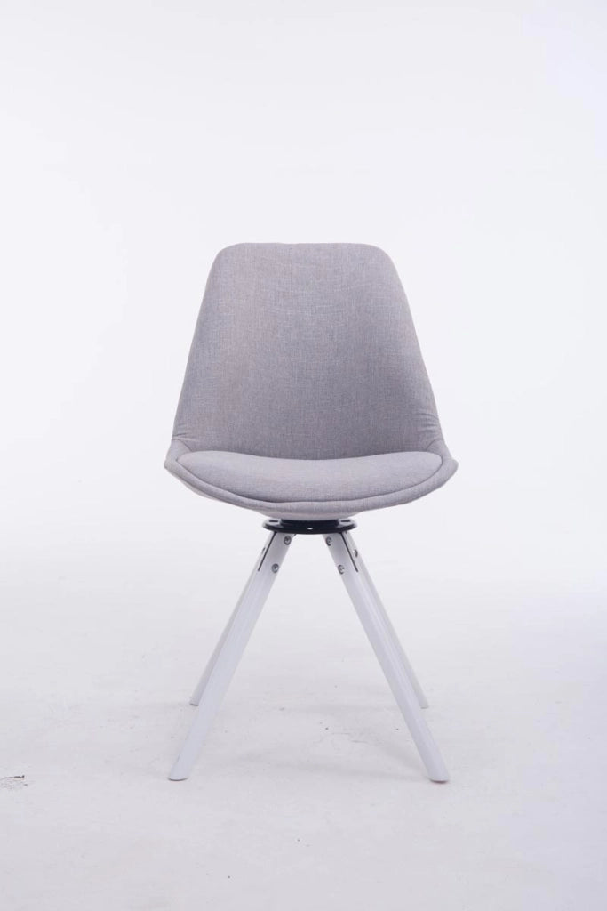 Sedia ospite Troyes Girevole Tessuto Rotondo grigio,bianco