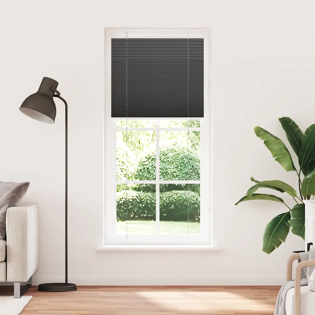 vidaXL Tenda Plissettata Nera 85x200 cm Larghezza Tessuto 84,4 cm