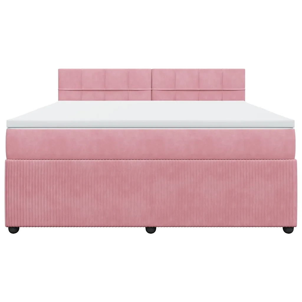 Giroletto a Molle con Materasso Rosa 180x200 cm in Velluto