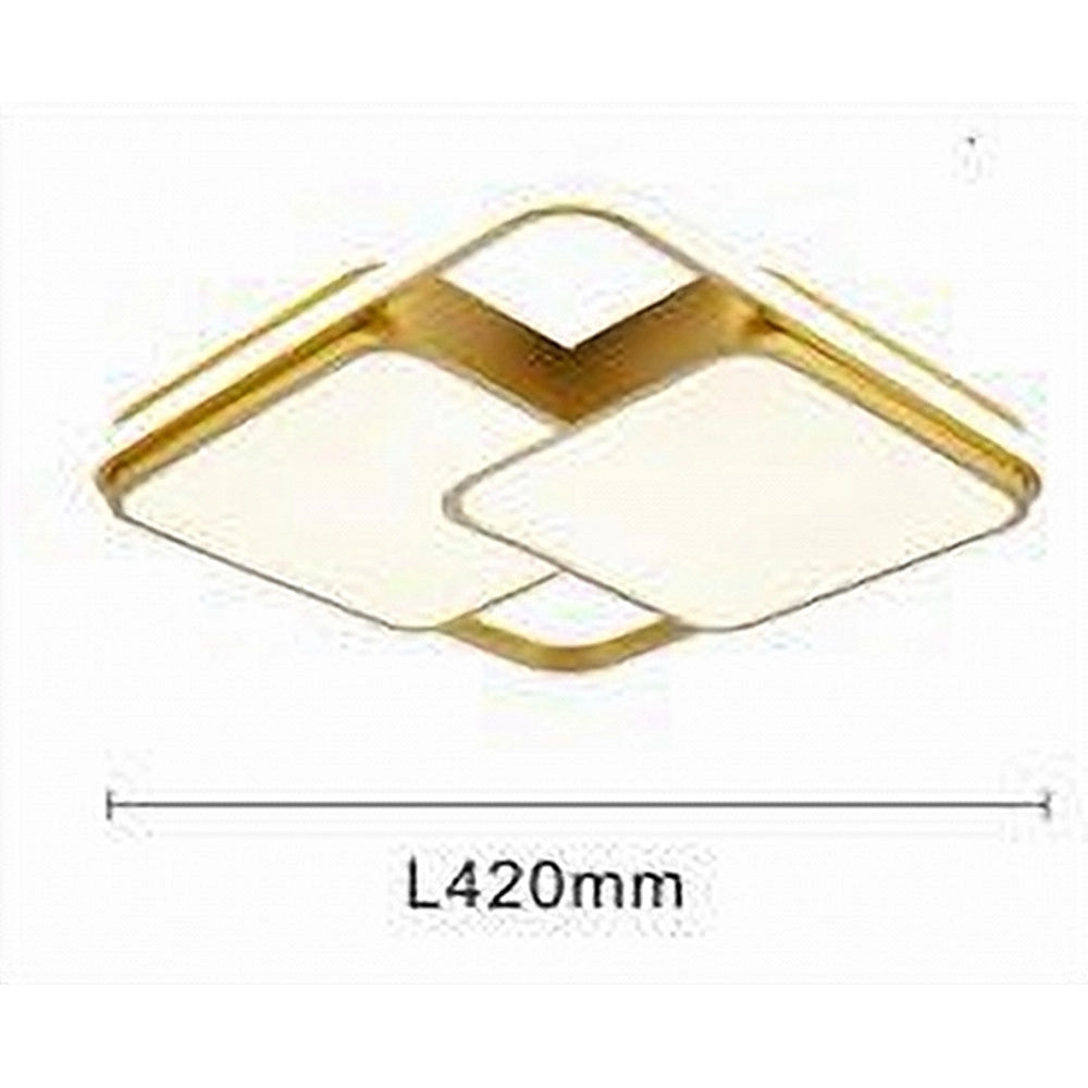 Trade Shop - Plafoniera Led 48watt Quadrato Oro Moderno Lampadario Soffitto Luce Fredda 71462 -