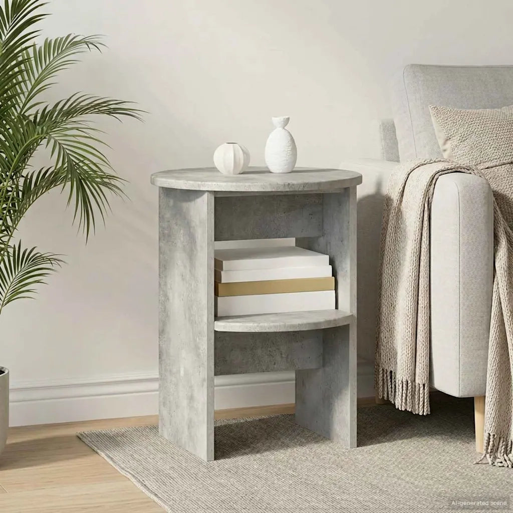 Mobile laterale Grigio Cemento Ø40 x 50 cm Legno ingegnerizzato