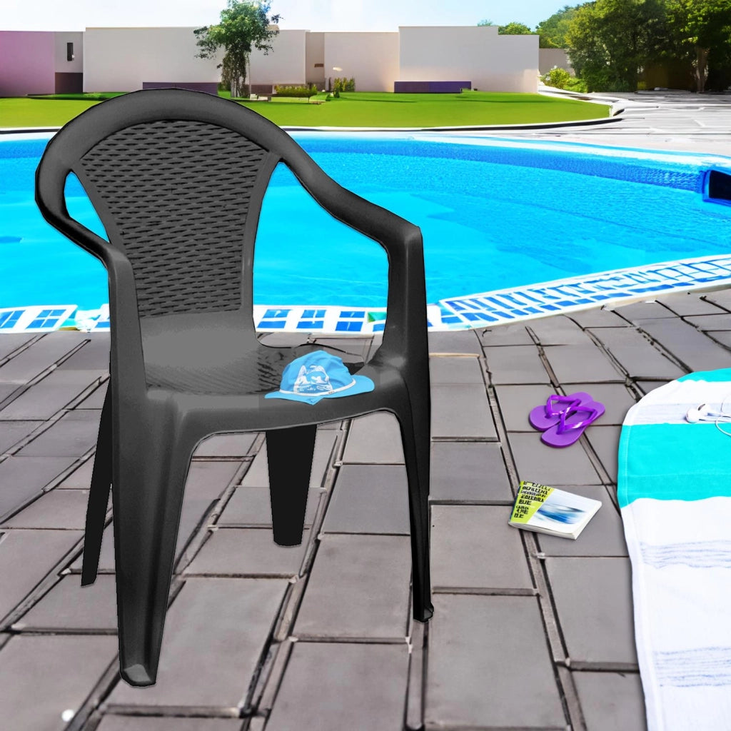 SET 4 SEDIE DA GIARDINO KORA IN POLIPROPILENE COLORE MOKA 55 X 54 X 82 CM