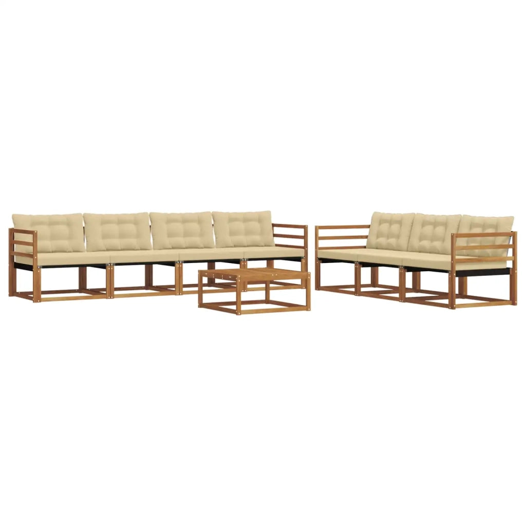 Set di divani da esterno con cuscino 8 pcs Naturale e Beige
