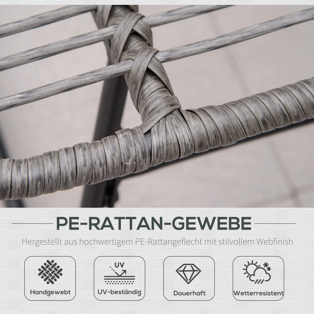 Poltrona da giardino in rattan con poggiapiedi e cuscini ¨C zephmum ¨C grigio