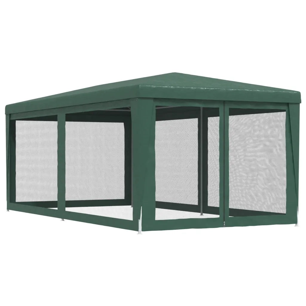 Tenda per Feste con 6 Pareti Laterali in Rete-Tenda Gazebo Verde 3x6 m HDPE