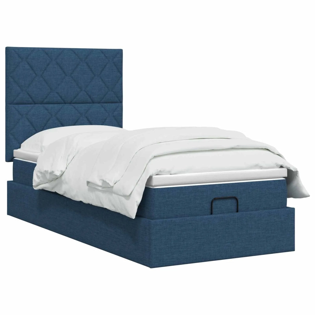 Letto ottomano con materasso Blu 90 x 200 cm Tessuto 3457548