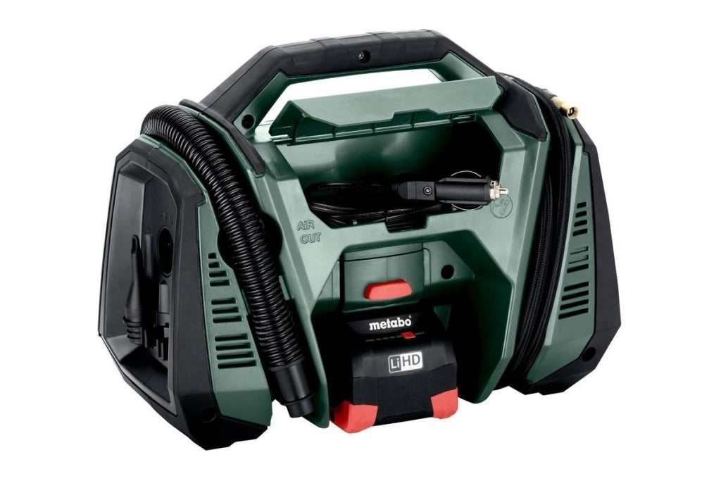 Metabo 600794850 AK 18 MULTI Compressore ad Aria 16 l-min 11 bar Batteria 18 V con Display Retroilluminato e Manometro Integrato colore Nero Verde
