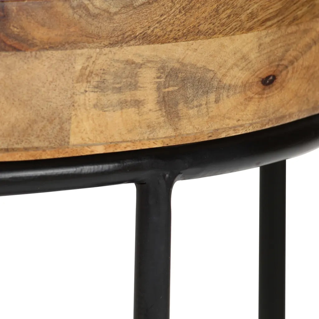 Tavolino da Salotto Legno Massello di Mango e Acciaio 50x40 cm 246672