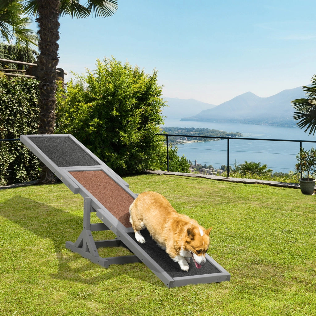 Giochi da arrampicata altalena agility per cani in legno di pino antiscivolo grigio 180 × 30 × 30 cm