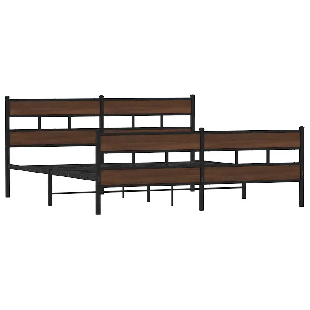 Giroletto senza Materaso in Metallo Rovere Marrone 183x213 cm