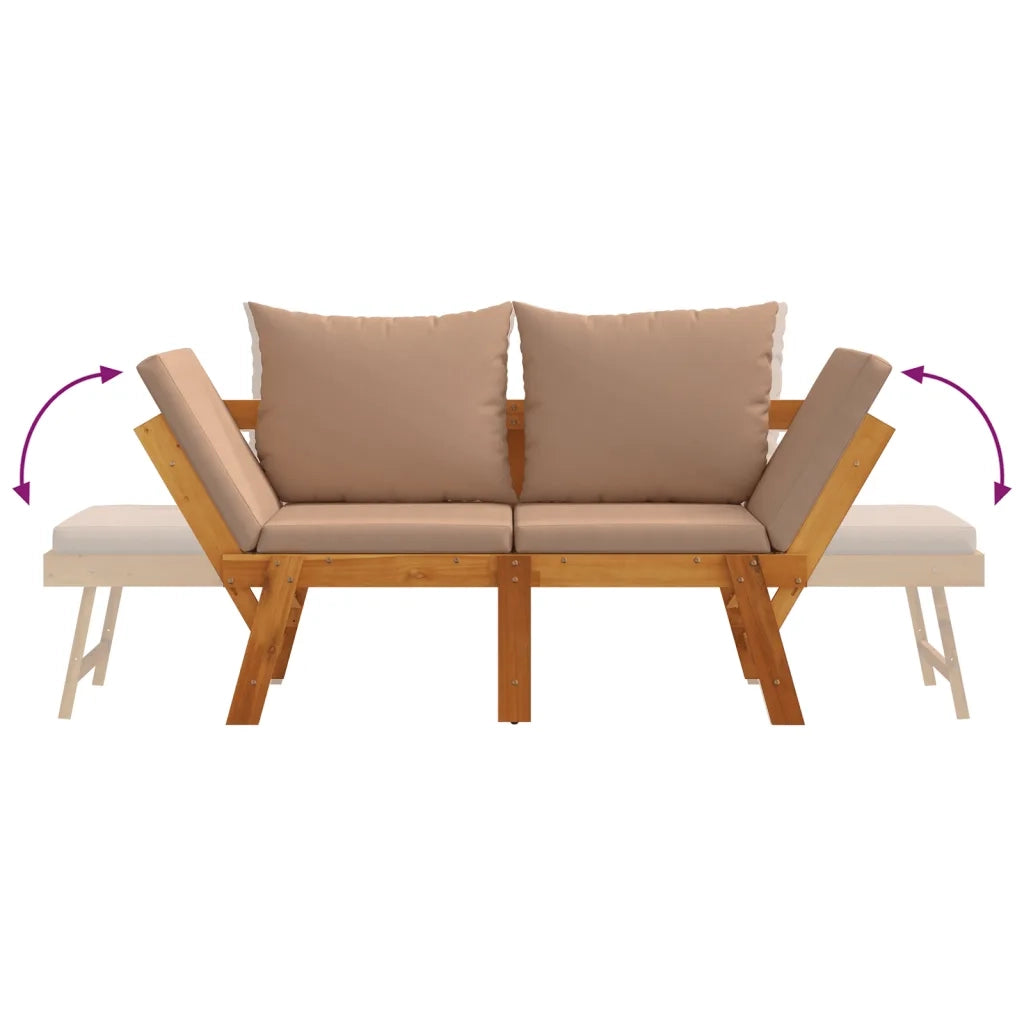 Panchina da Giardino | Panca da Giardino con Cuscini 2-in-1 in Legno di Acacia