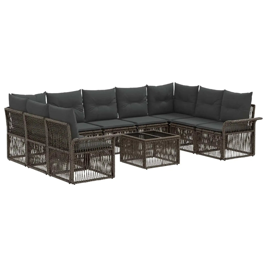 Set Divano da Giardino 10 pcs Grigio polyrattan