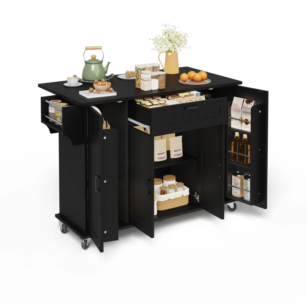 Isola cucina con piano ribaltabile 120x45(70)x95 cm; MDF nero