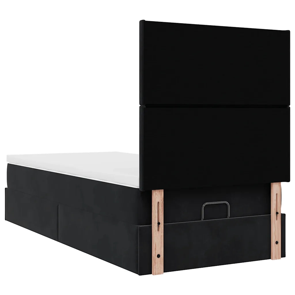 Struttura Letto Pouf con Materassi Nero 100x200 cm Velluto 3314230