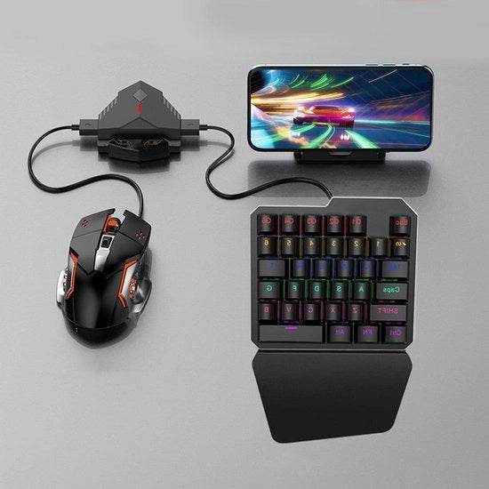 Tastiera e Mouse Gaming a Combos - Illuminazione RGB - Meccanica - PUBG - Supporto per Pollice - 35 Tasti - Cablata