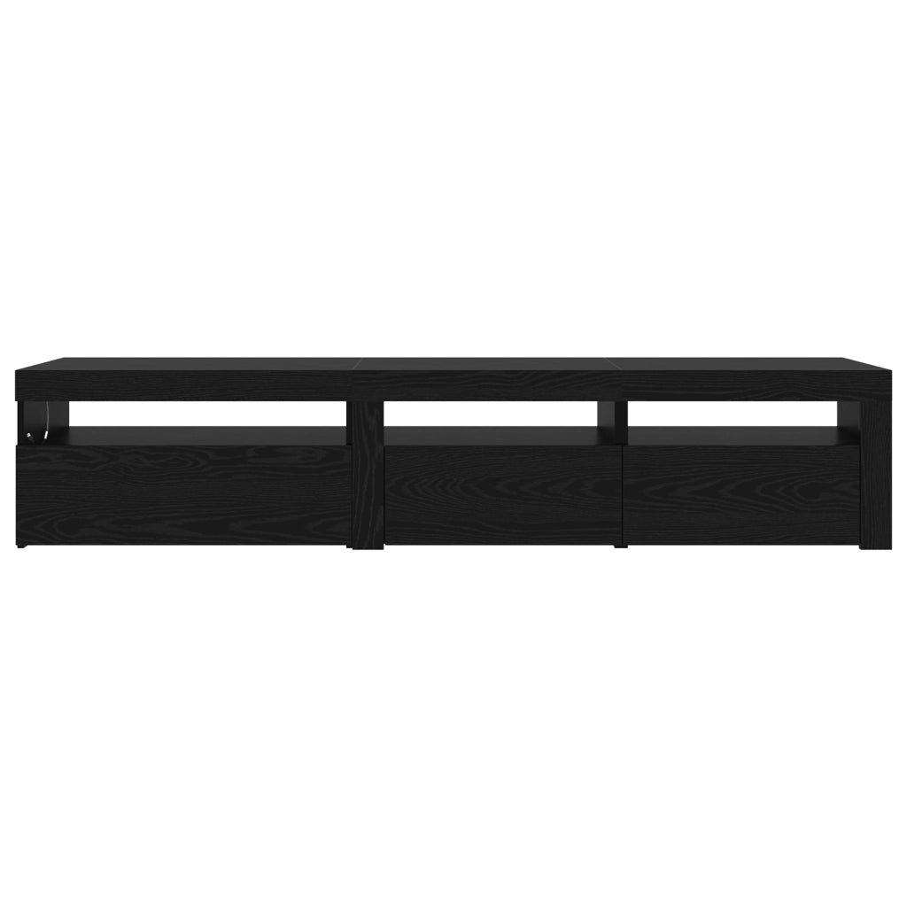 Mobiletti TV 2 pcs con luci LED in rovere nero e legno ingegnerizzato