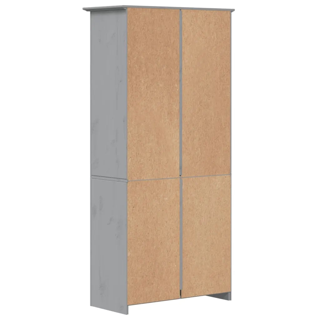 Libreria BODO 5 Ripiani 82x40x173 cm Legno Massello Pino Grigia 355082