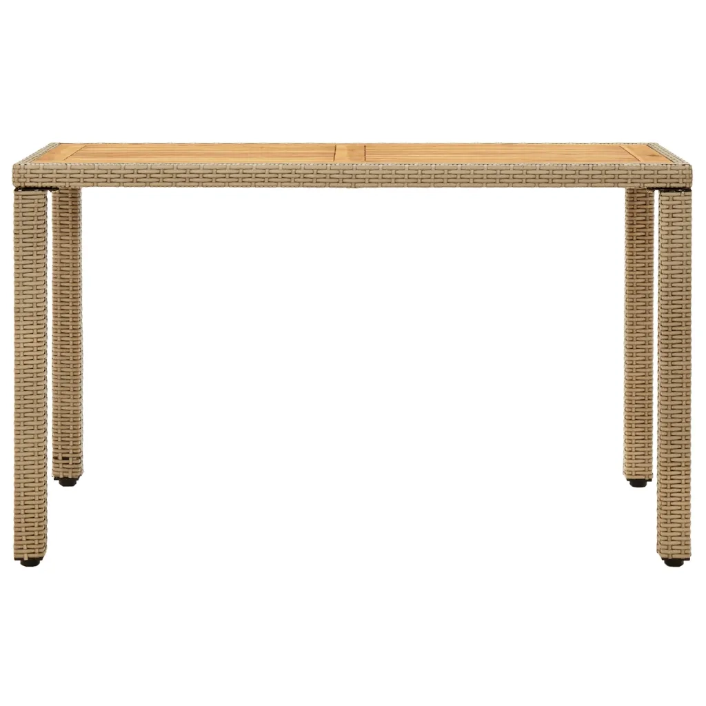 Tavolo Giardino Beige 123x60x74 cm Polyrattan e Massello Acacia cod mxl 57490