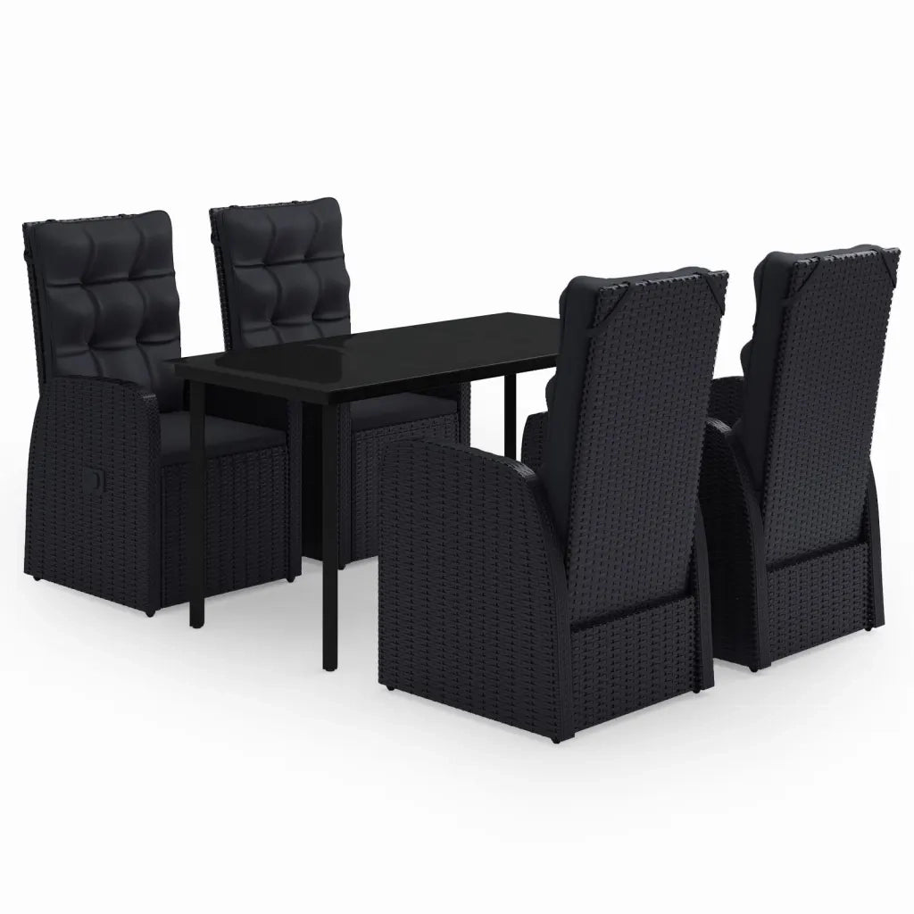 Set da Pranzo da Giardino 5 pz con Cuscini Nero 3099481