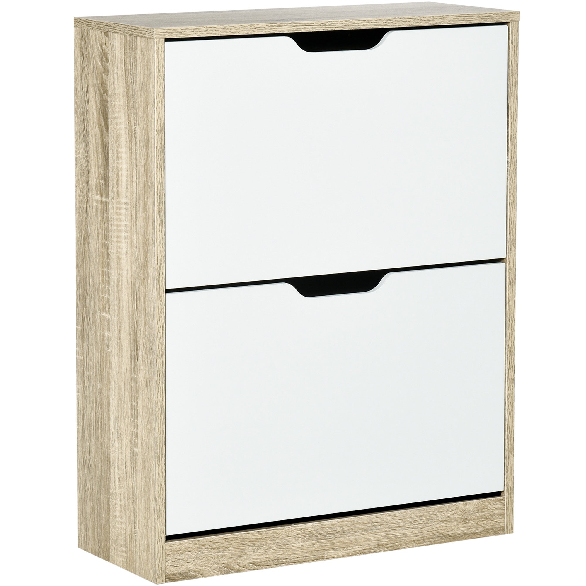 Scarpiera Slim Salvaspazio 2 Cassetti a Ribalta 8 Paisa di Scarpe 62,5x26x81 cm Legno e Bianco