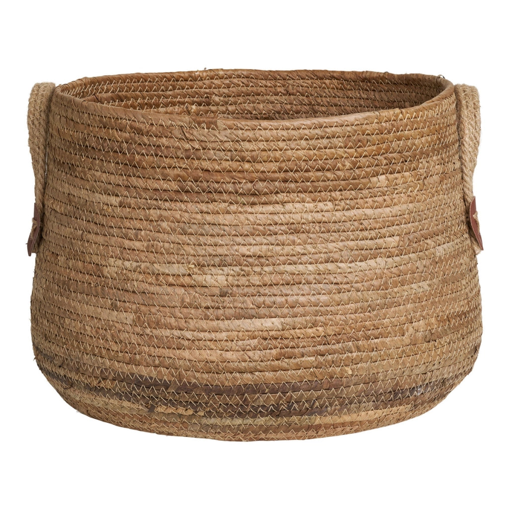 Set di 2 Cesti Portaoggetti Aosta, Marrone, Foglie di Banano, 30,5x30,5x21,5 cm
