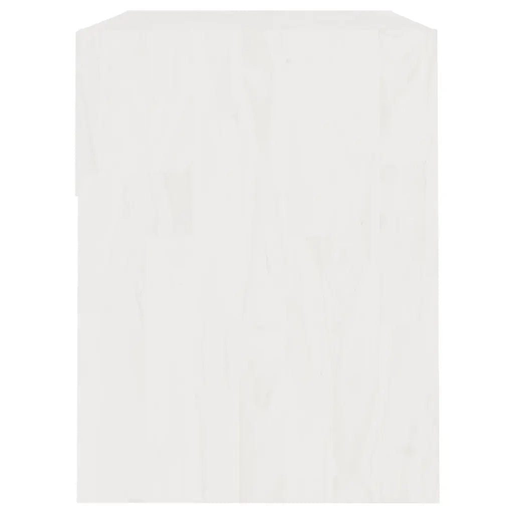 Comodino Bianco 40x31x40 cm in Legno Massello di Pino 808065