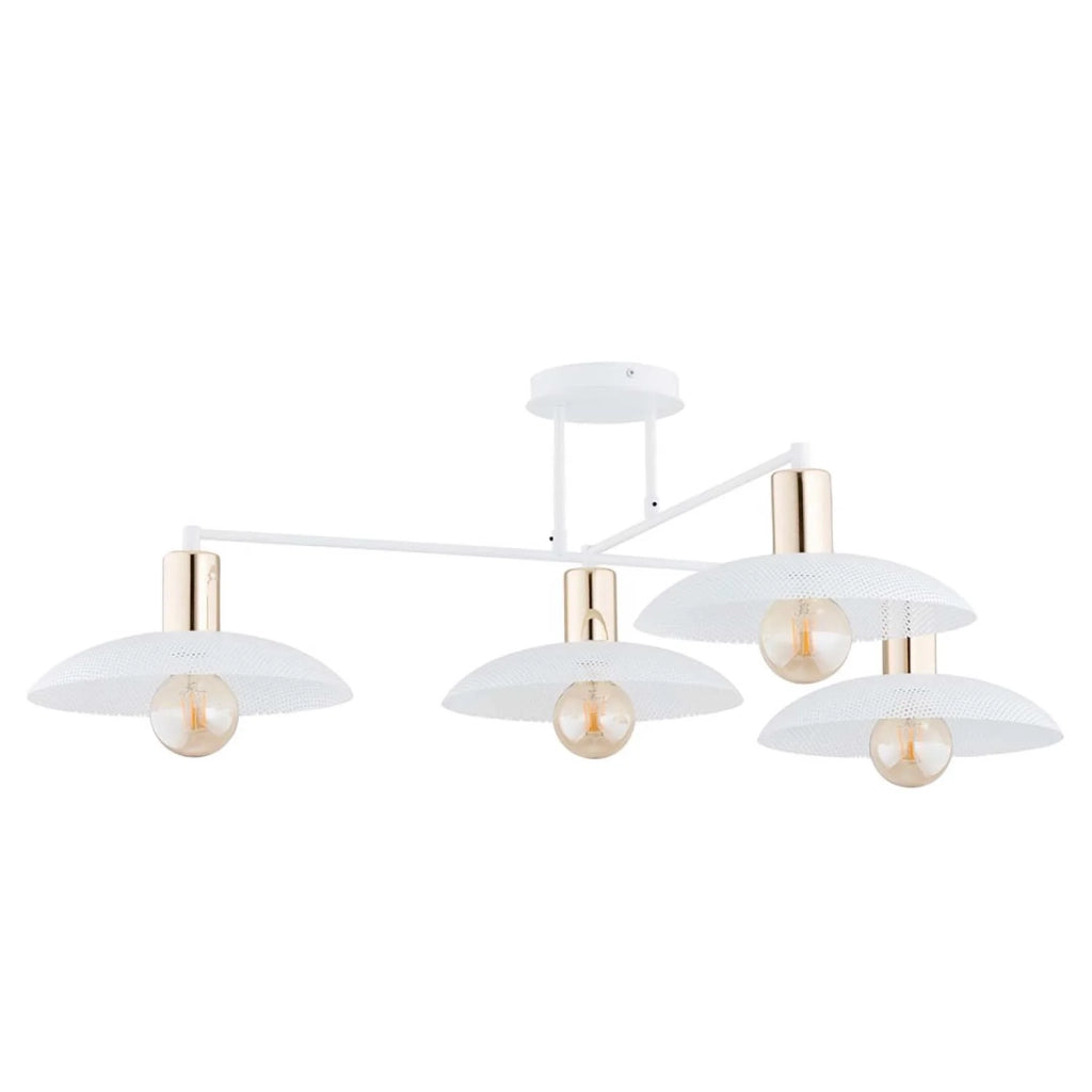 Lampadario Minimal Enki Acciaio Bianco 4 Luci E27 Ip20