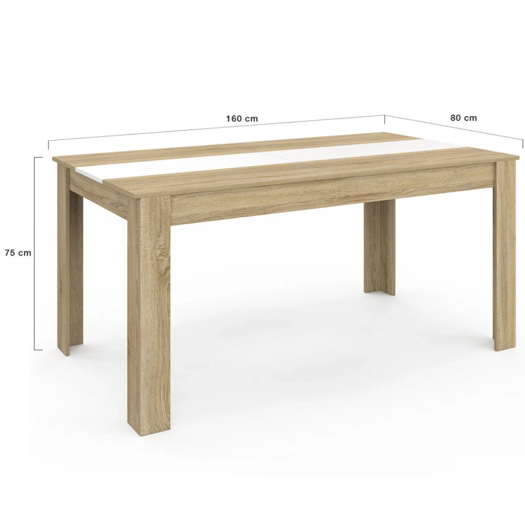 IDMarket - Tavolo da pranzo rettangolare GEORGIA per 8 persone in simil-faggio e bianco 160 x 80 cm