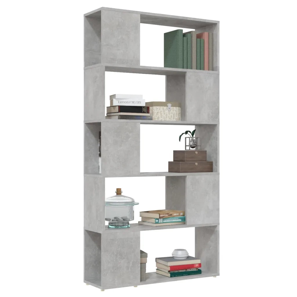 Libreria Divisorio-Scaffale per Libri-Mobile di Stoccaggio Grigio Cemento 80x24x155 cm in Truciolato