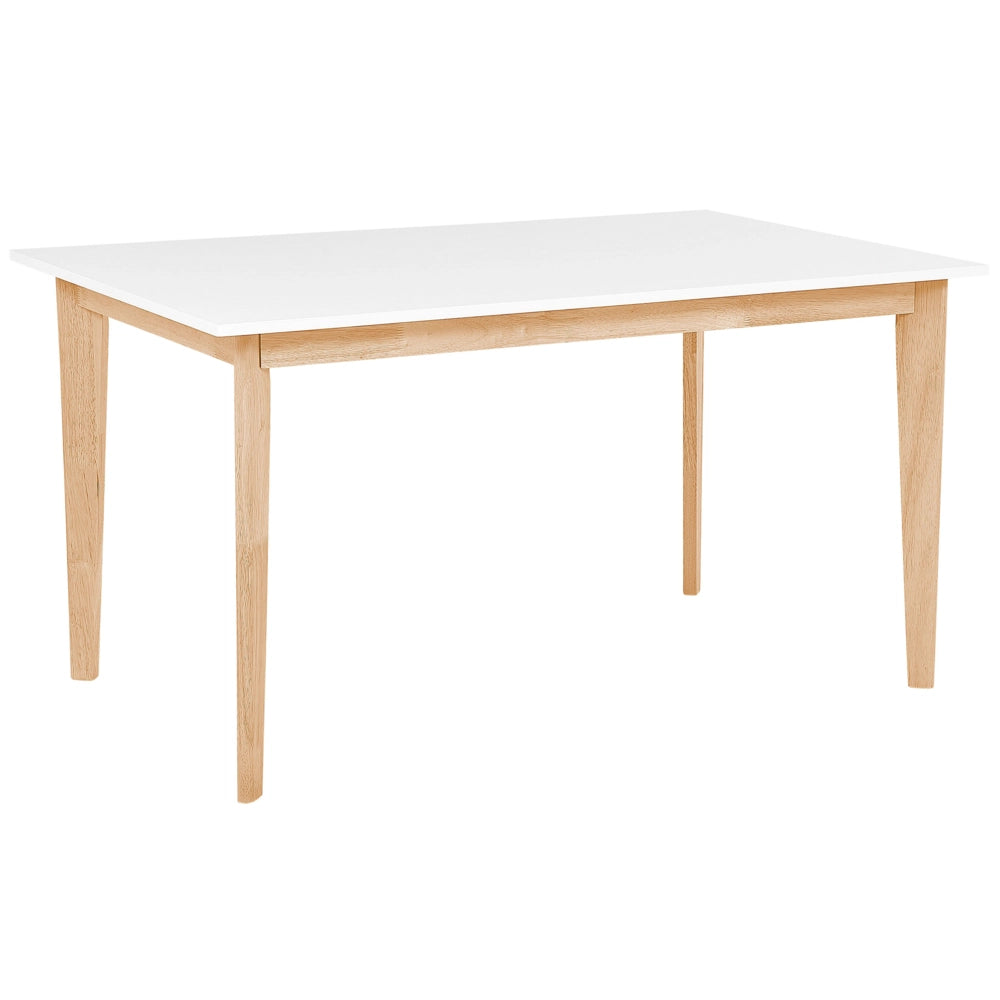 Tavolo da pranzo bianco con gambe in legno di gomma MDF in legno chiaro soggiorno allungabile