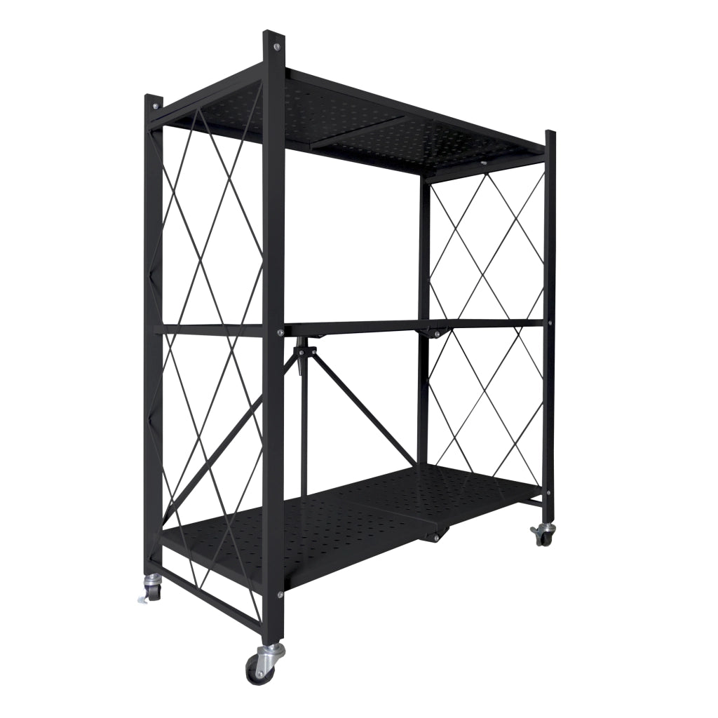 Scaffalatura multiuso pieghevole con ruote Nera Nyana Home