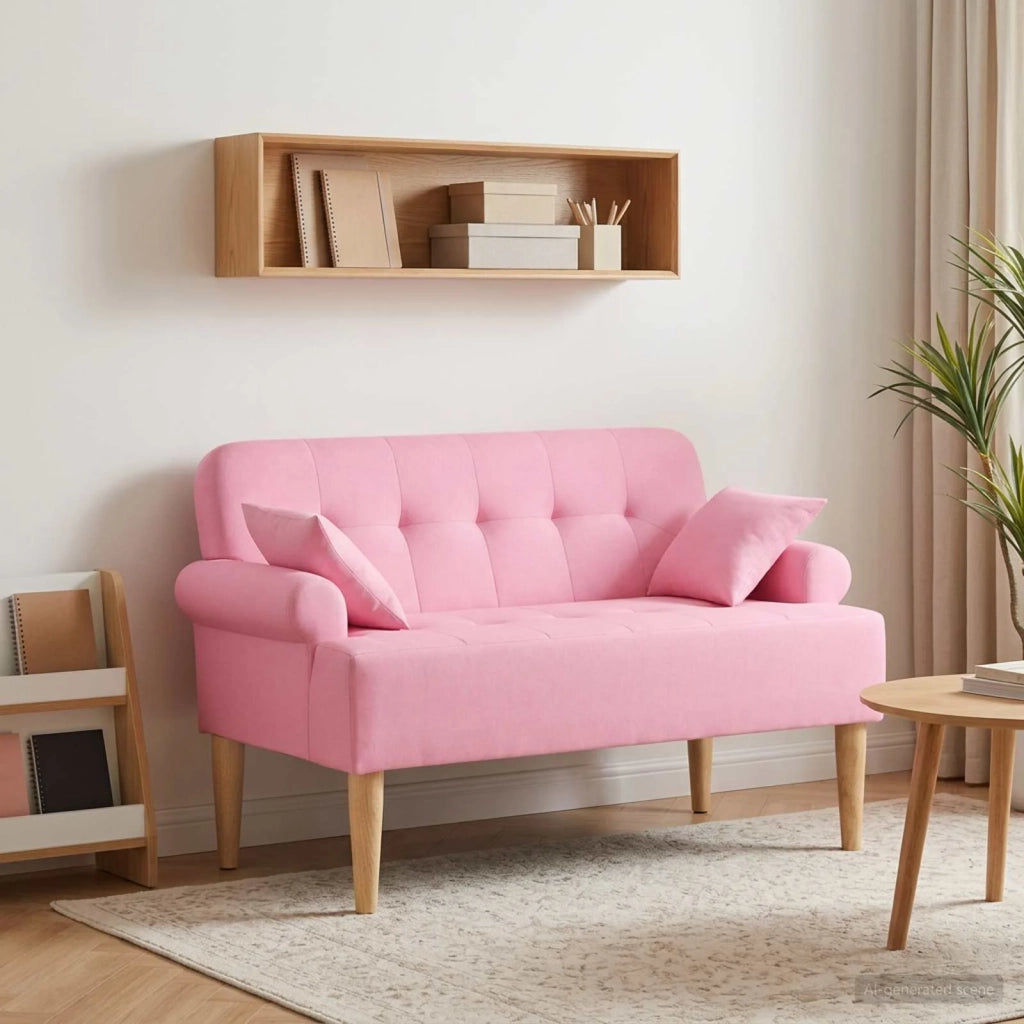 Loveseat con bottoni imbottiti Rosa 120 x 65 x 79 cm Tessuto 42041820