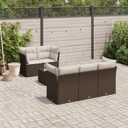 Set Divano da Giardino 6 pz con Cuscini Marrone in Polyrattan 3249092