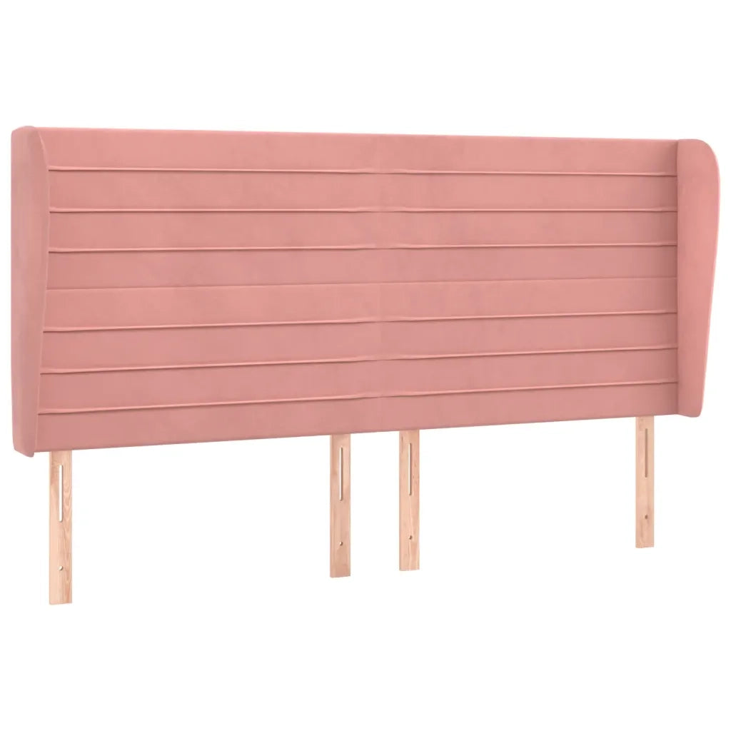 Testiera | Testata ad Orecchio Rosa 203x23x118/128 cm in Velluto