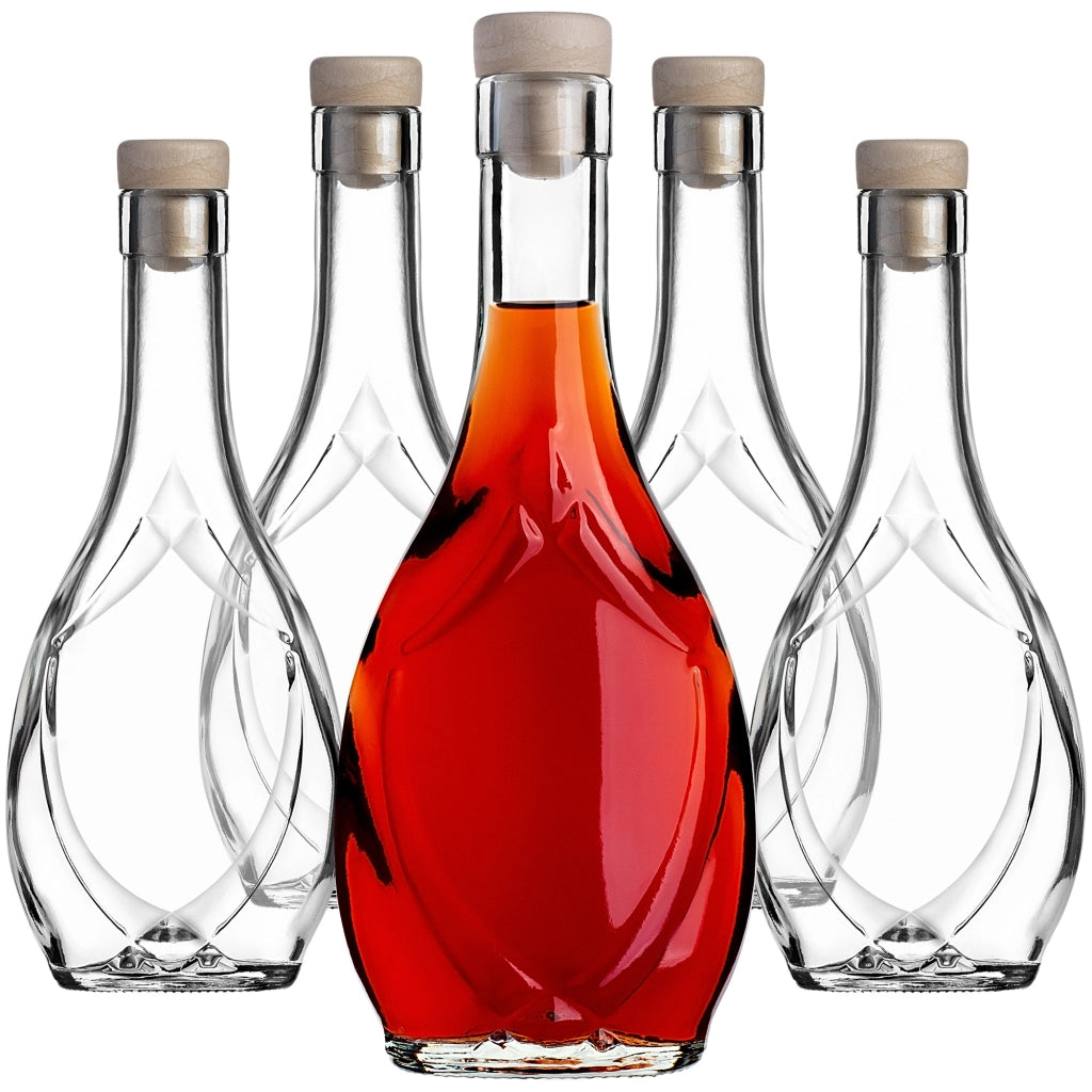 KADAX 10 bottiglie di vetro Icona da 250 ml per vino, liquori, distillati, alcolici, succhi di frutta + tappi di sughero