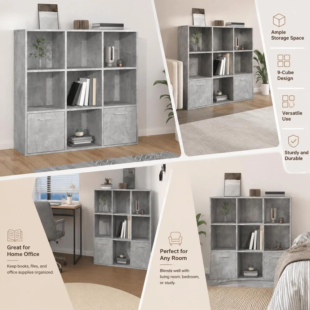 Bookshelf, Concrete Grey, 98x30x98 Cm, Wood-based Material