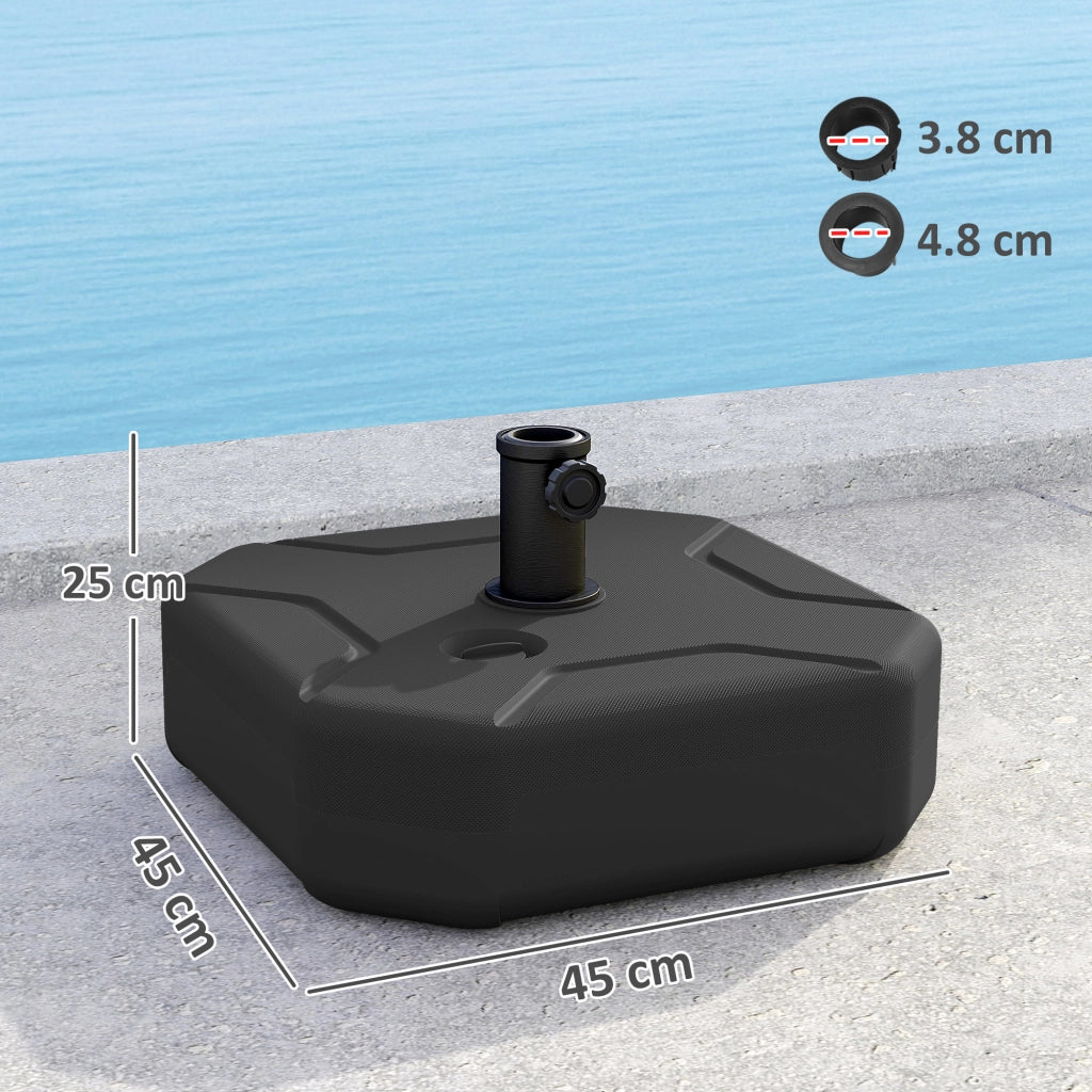 Base per Ombrellone Quadrata Riempibile con Sabbia o Acqua fino a 25kg, Nero