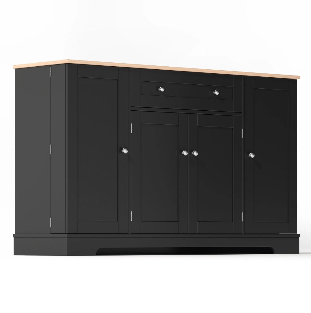 Sideboard cucina 138 cm con cassetto; ripiani regolabili in MDF nero